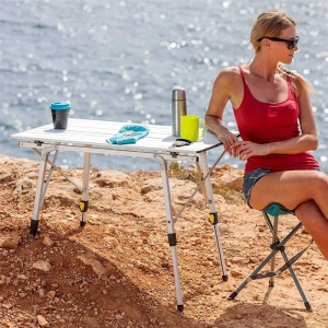 FUNKY CHAIRS Elite Alüminyum Teleskopik Ayaklı Kamp Piknik Masası - Gri