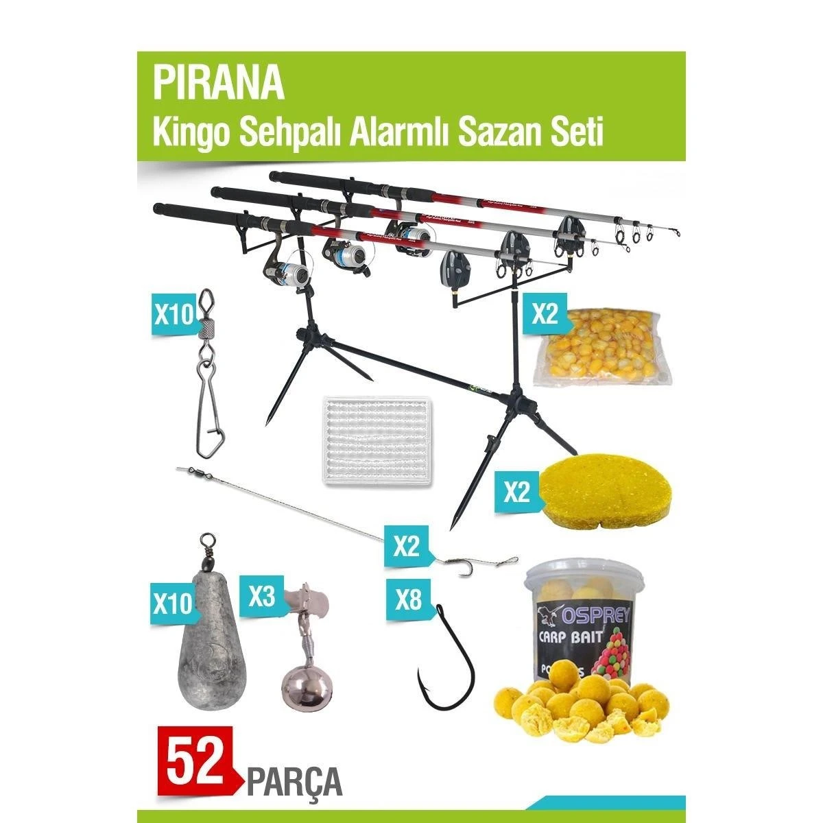PIRANA Kingo Sehpalı Alarmlı Sazan Seti