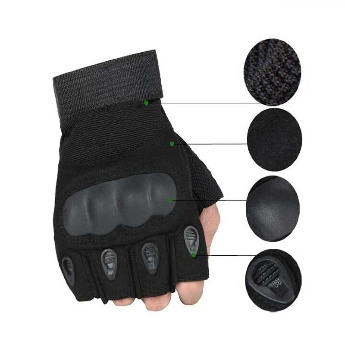 Tactical Half Finger Korumalı Eldiven - SIYAH - M