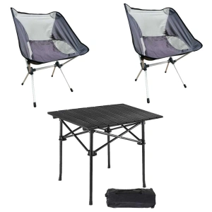 PIRANA 2 Adet Ultralight Katlanır Kamp Sandalyesi + Black Kamp Masası Küçük Seti