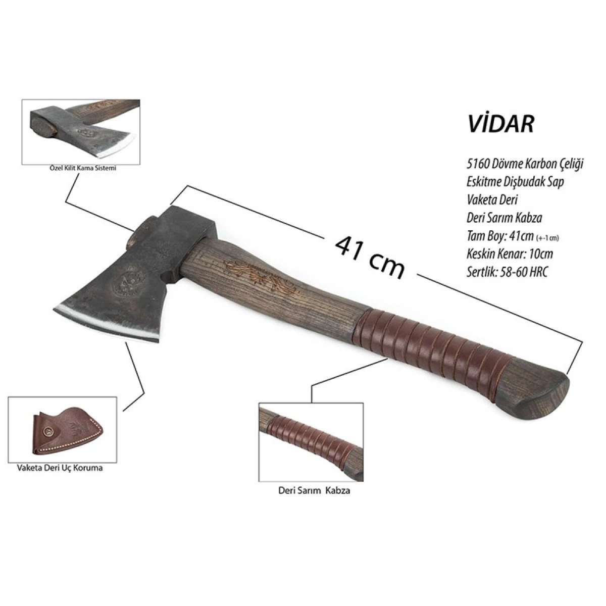 Megaton Axe Vidar Dövme Karbon Çelik Balta - 41 cm
