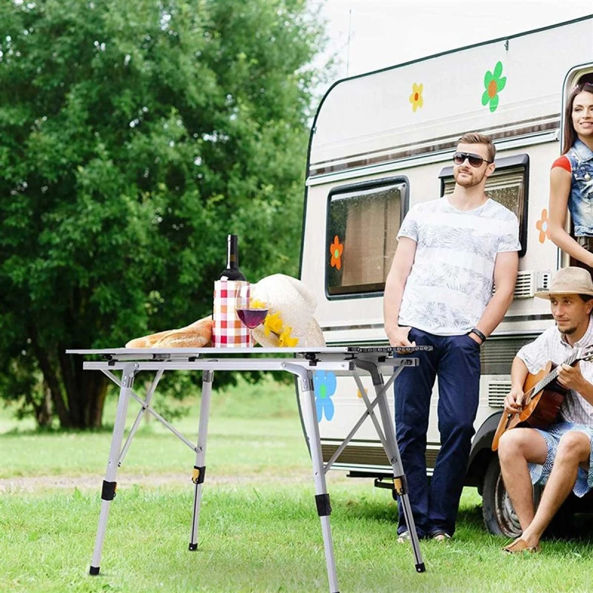FUNKY CHAIRS Elite Alüminyum Teleskopik Ayaklı Kamp Piknik Masası - Gri