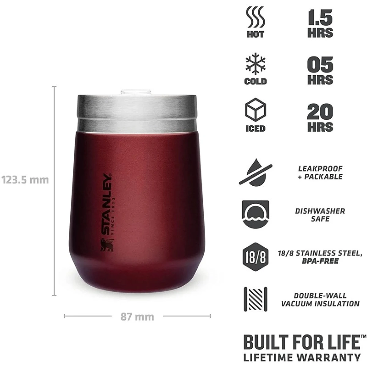 STANLEY Go Everyday Tumbler Termos Bardak 0.29 LT 0.29 LT - Bordo