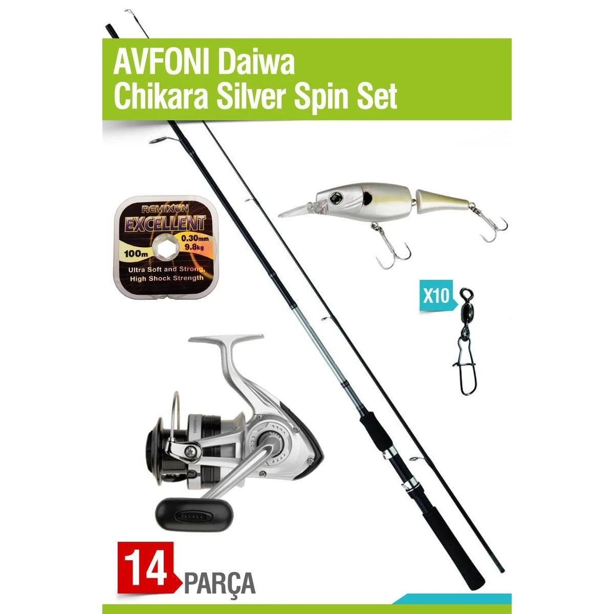 AVFONI Daiwa Chikara Silver Spin Set