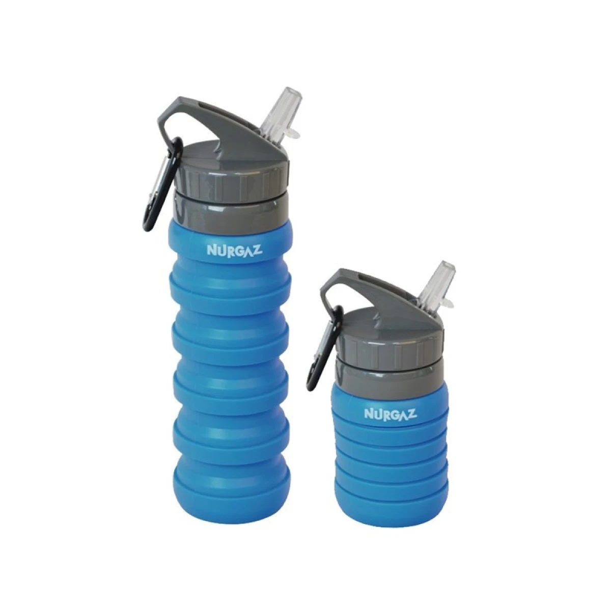 NURGAZ Silikon 0.75 Lt Katlanabilir Matara NG 185 YEŞİL - Mavi