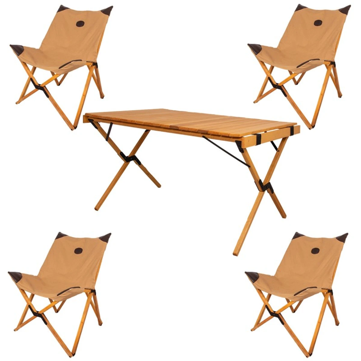 FUNKY CHAIRS Butterfly Ahşap Büyük Masa Sandalye Seti 4'lü