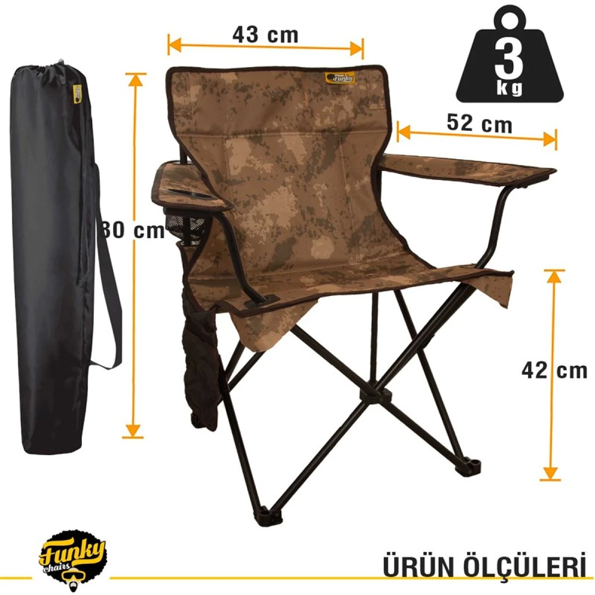 FUNKY CHAIRS V2 Çöl Kamuflaj Lüks Kamp Sandalyesi