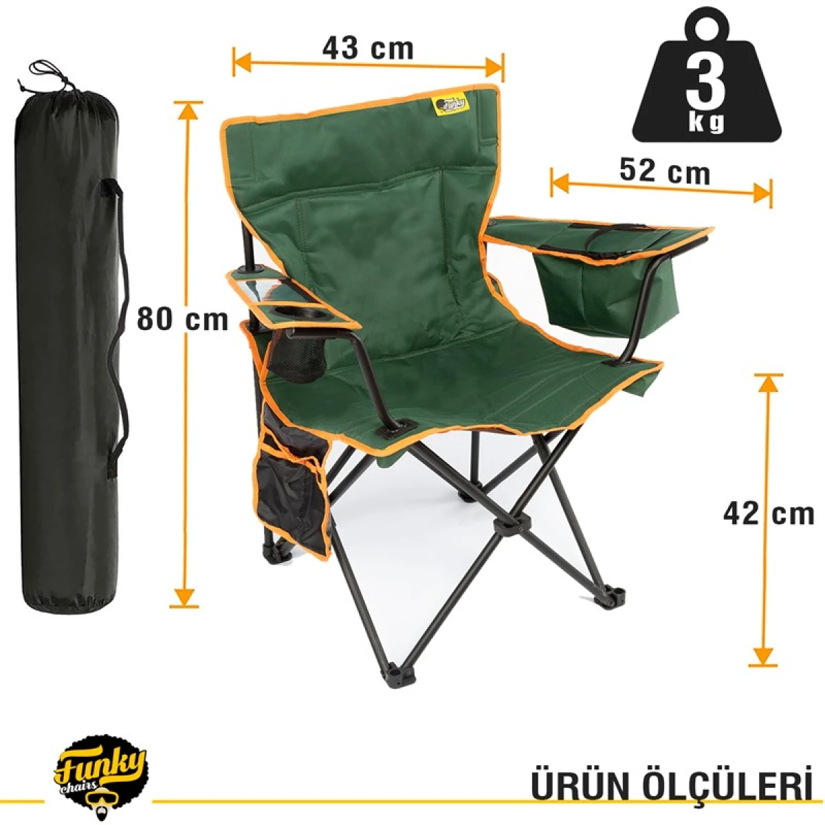 FUNKY CHAIRS Cool Ice Petrol Yeşili Lüks Kamp Sandalyesi
