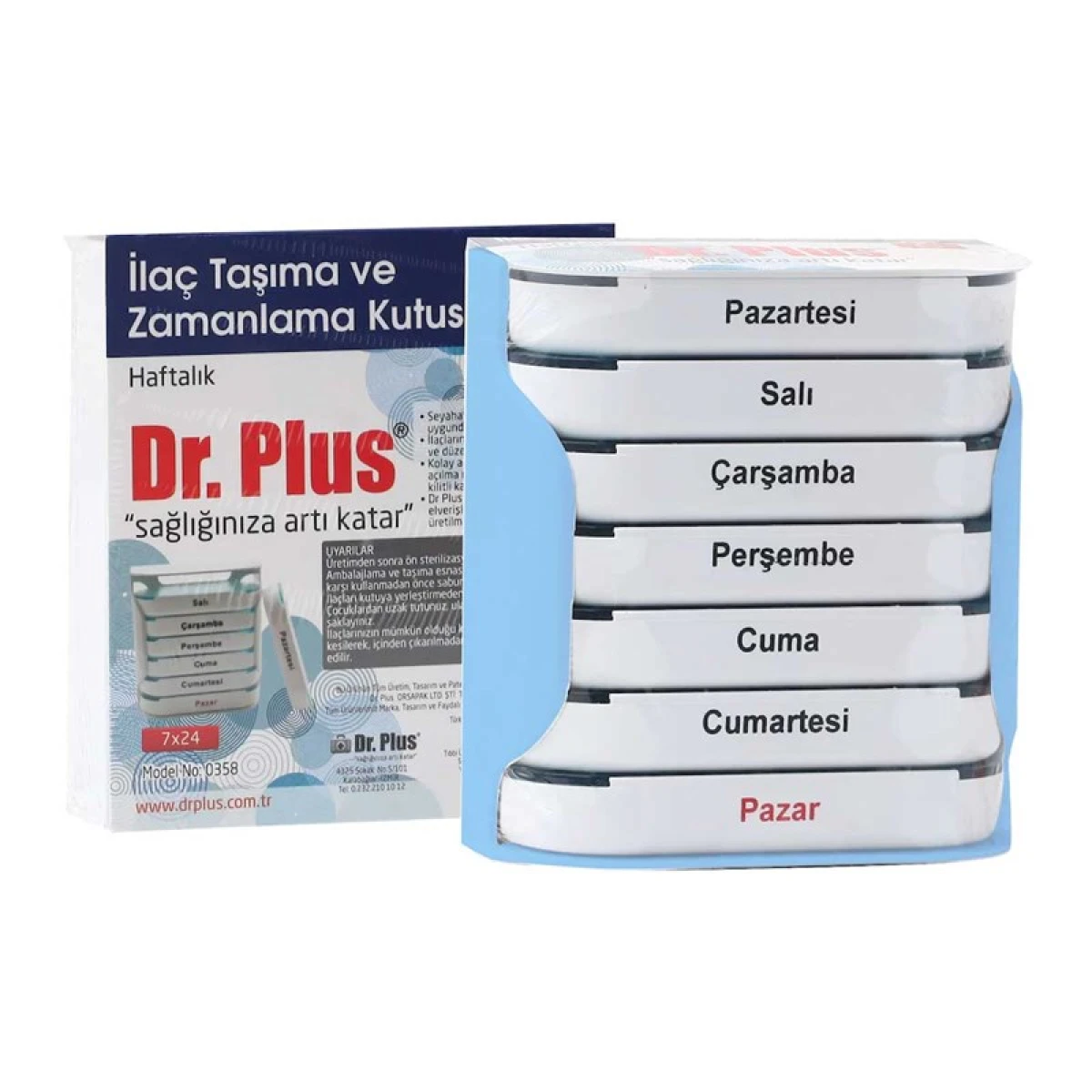 Dr. Plus Haftalık İlaç Saklama ve Zamanlama Kutusu