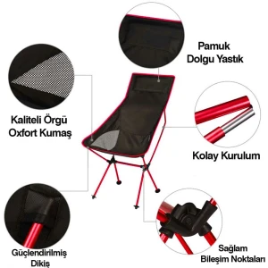 FUNKY CHAIRS Ultralight High 1180 gr Katlanır Kamp Sandalyesi Kırmızı