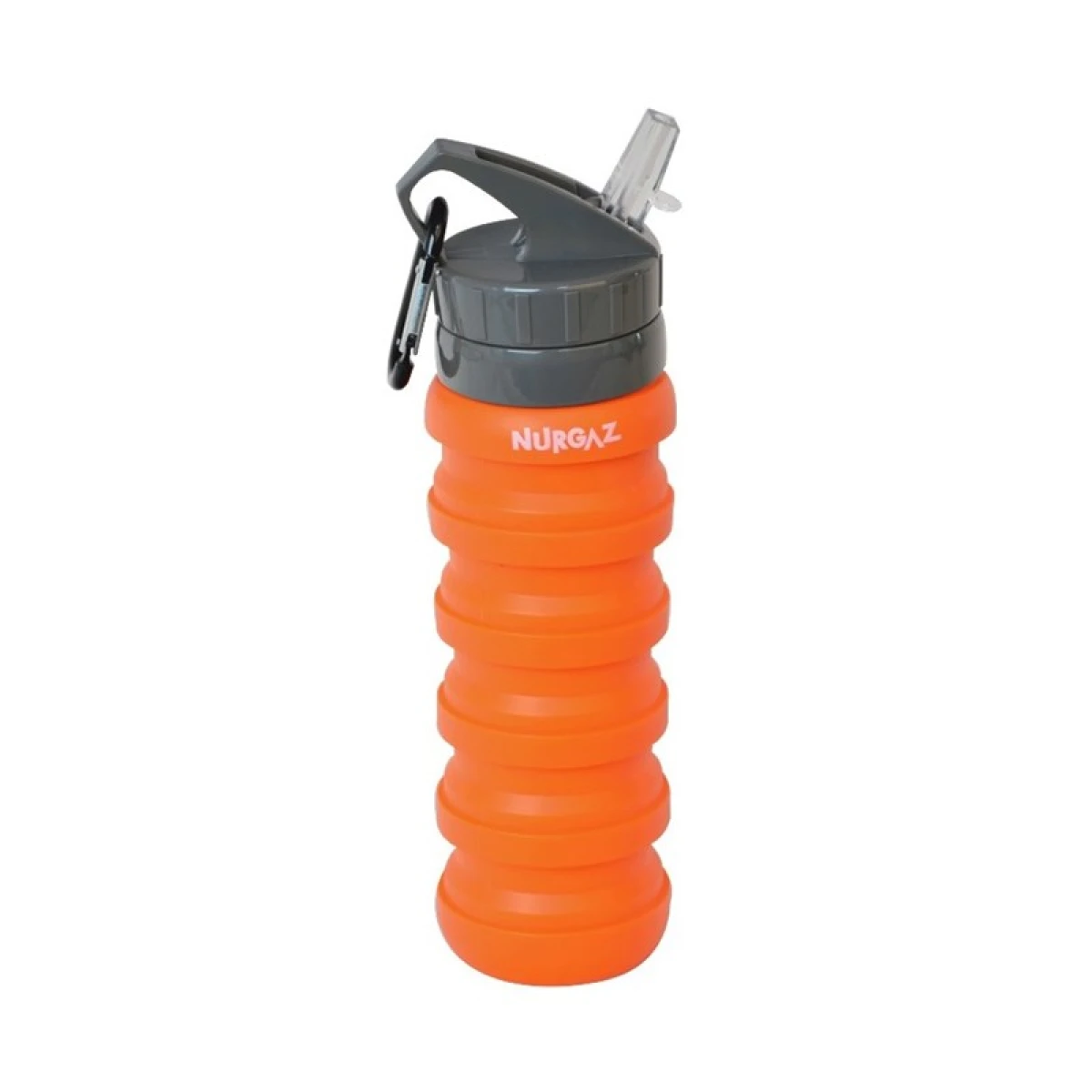 NURGAZ Silikon 0.75 Lt Katlanabilir Matara NG 185 YEŞİL - Turuncu