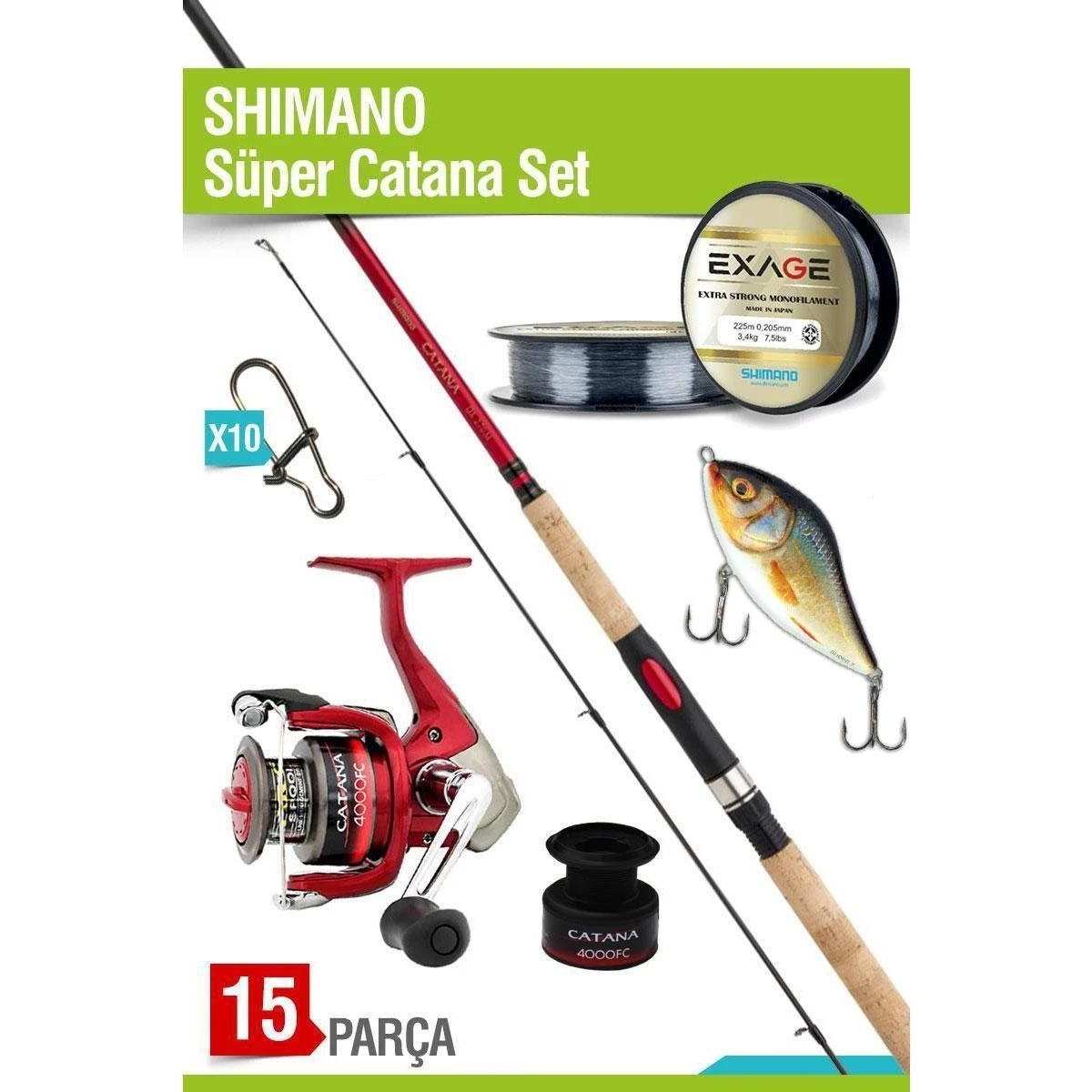 AVFONI Shimano Süper Catana Spin Olta Seti
