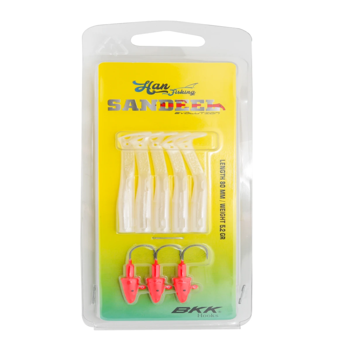 HANFISH Sandeel 8 cm 5.2 gr 5+3 Silikon Yem SL-802 Pearl White Redhead