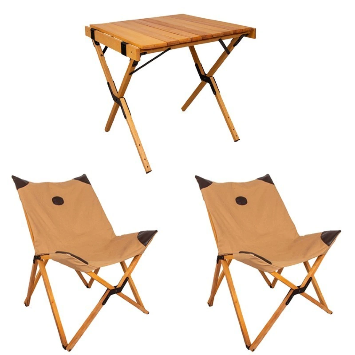 FUNKY CHAIRS Butterfly Ahşap Küçük Masa Sandalye Seti 2'li