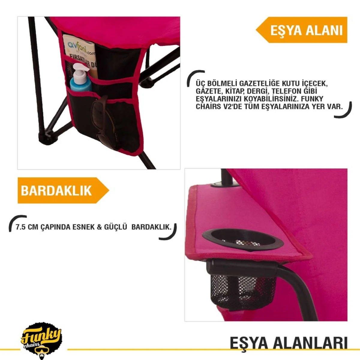 FUNKY CHAIRS V2 Fuşya Lüks Kamp Sandalyesi