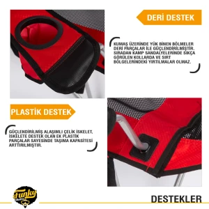 FUNKY CHAIRS Lazy 3 Plus Yatabilen Kamp Sandalyesi Kırmızı