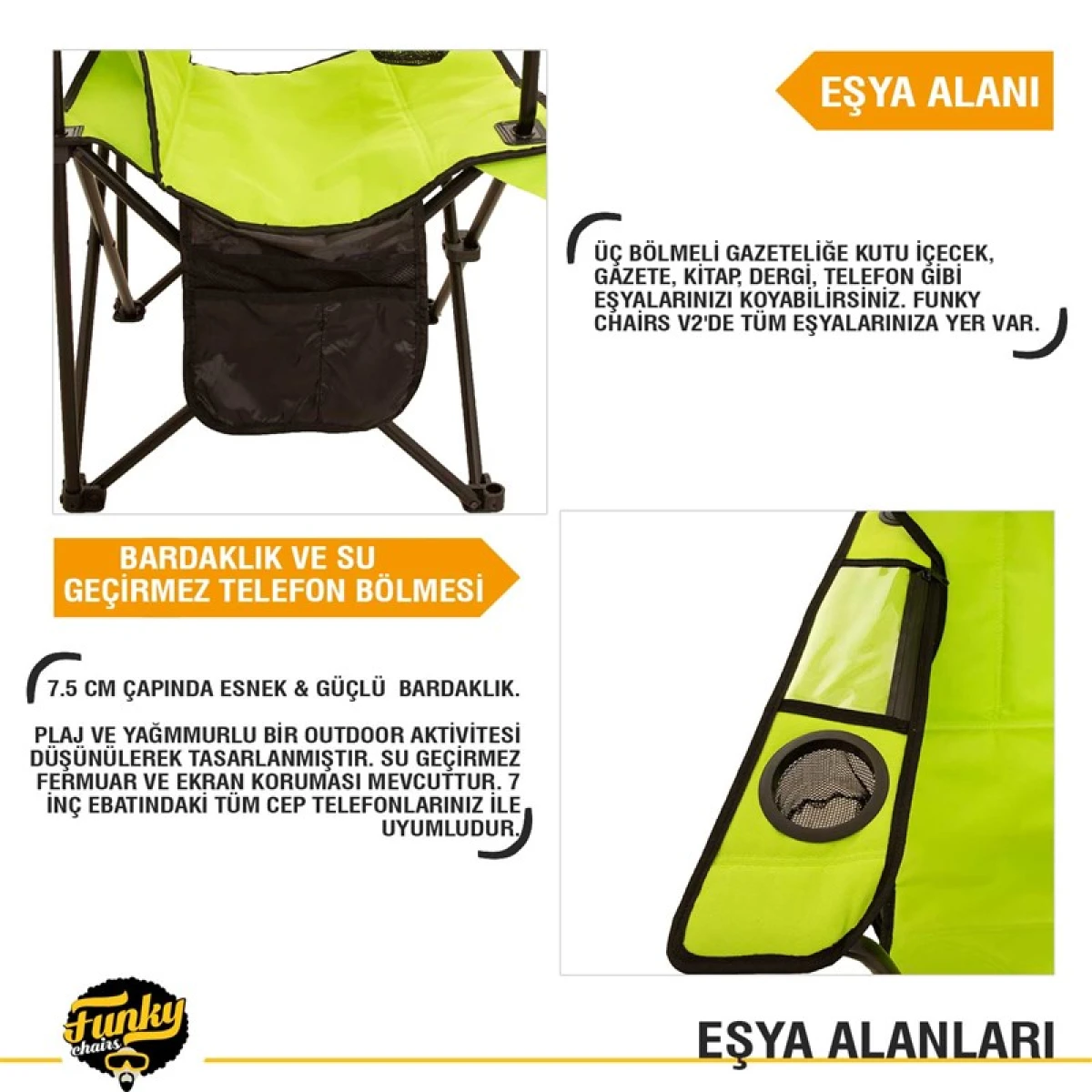 FUNKY CHAIRS Cool Ice Fıstık Yeşili Lüks Kamp Sandalyesi