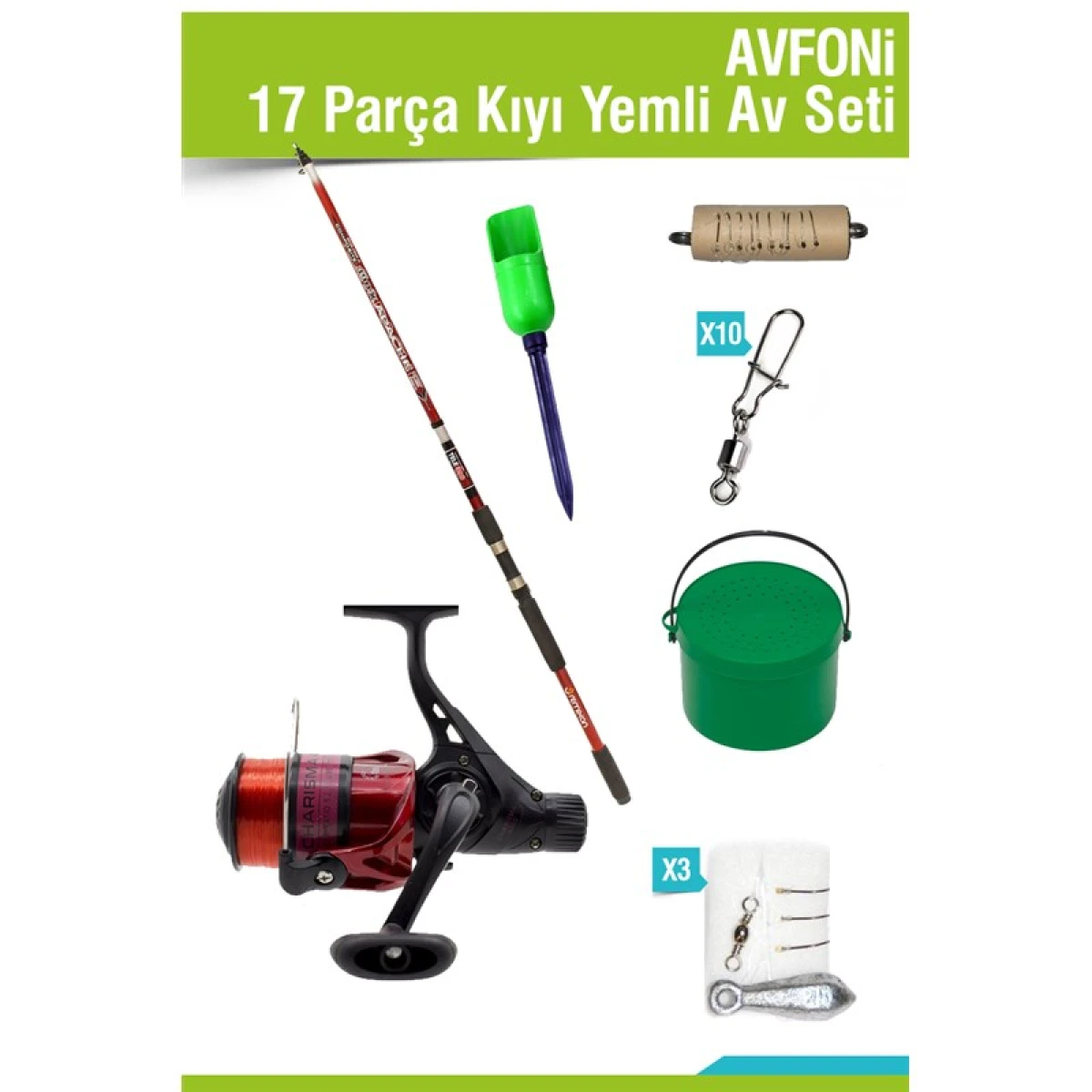 AVFONI 17 Parça Kıyı Yemli Av Seti