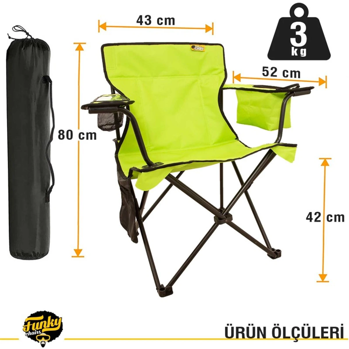 FUNKY CHAIRS Cool Ice Fıstık Yeşili Lüks Kamp Sandalyesi