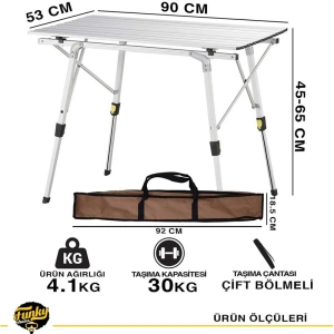 FUNKY CHAIRS Elite Alüminyum Teleskopik Ayaklı Kamp Piknik Masası - Gri