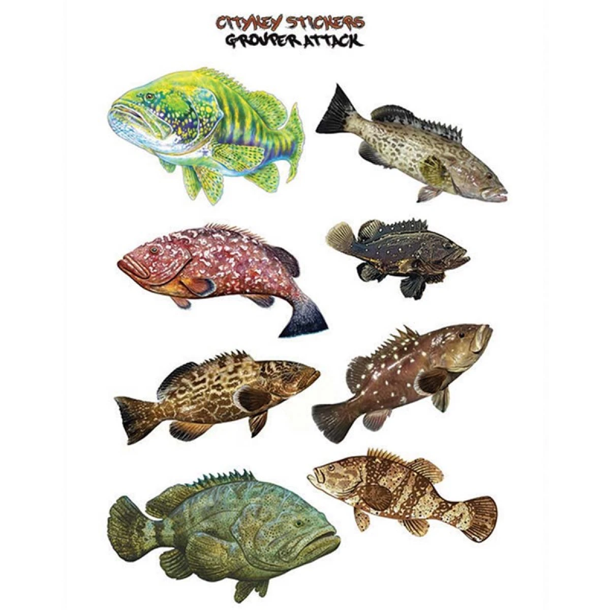 CITYKEY STICKERS Grouper Attack Serisi Balık Figürü Sticker