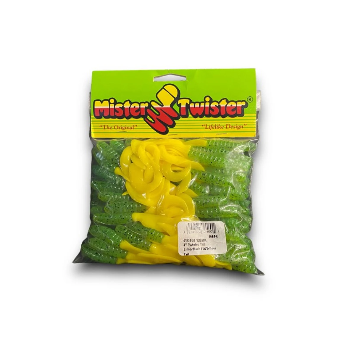MISTER TWISTER Sudak Silikonu 10 cm - Lime/Black Flake/Yellow Tail