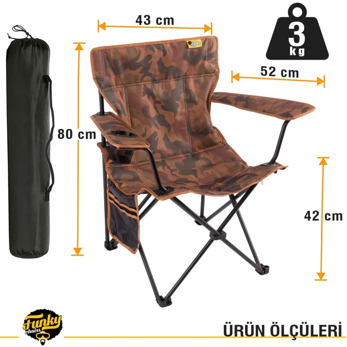 FUNKY CHAIRS V2 Taktik Kamuflaj Lüks Kamp Sandalyesi
