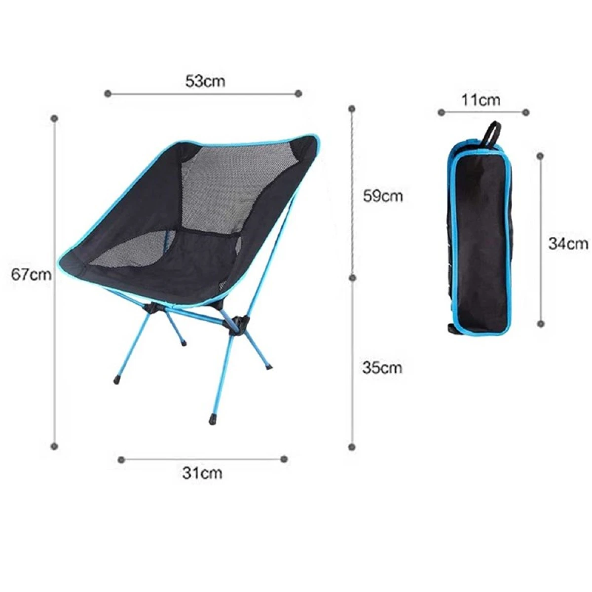 FUNKY CHAIRS Ultralight 900 gr Alüminyum Katlanır Kamp Sandalyesi - Mavi
