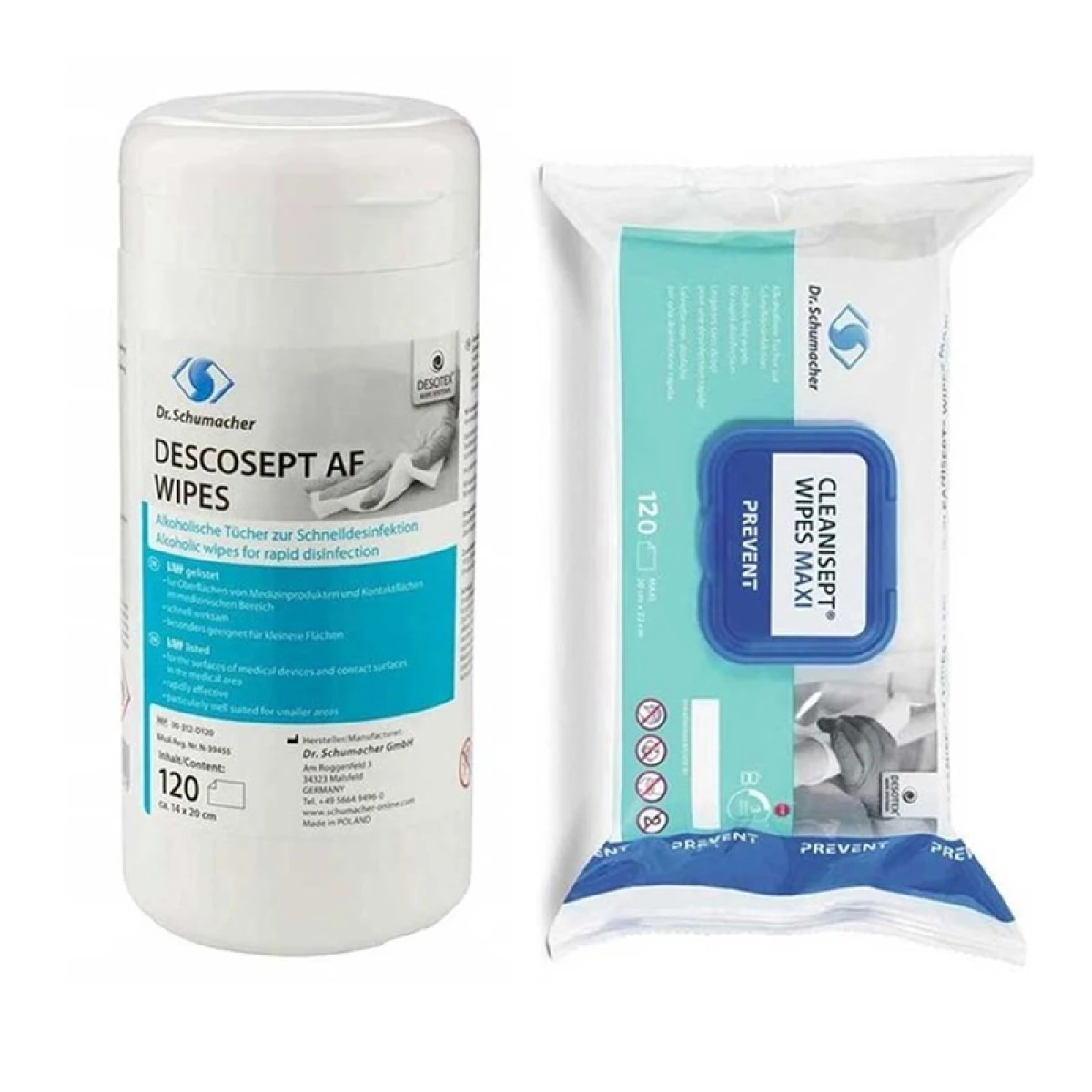 Dr.Schumacher Cleanisept Wipes Maxi Mendil 100 Yaprak + Descosept Af Wipes Mendil 120'li
