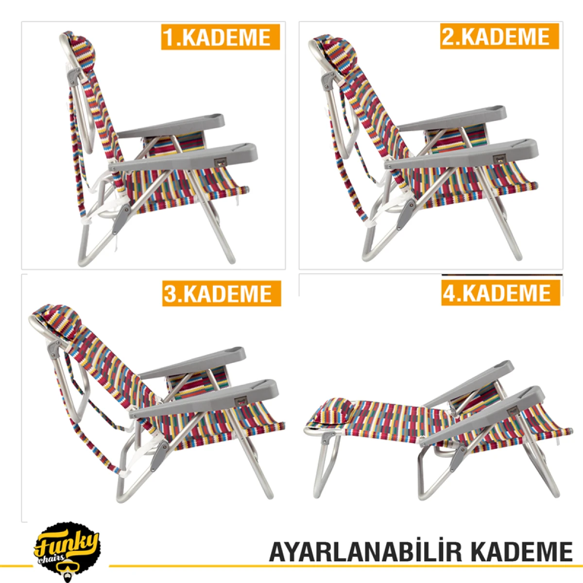 FUNKY CHAIRS Beach Star Plaj Şezlong Sandalye-Multicolor