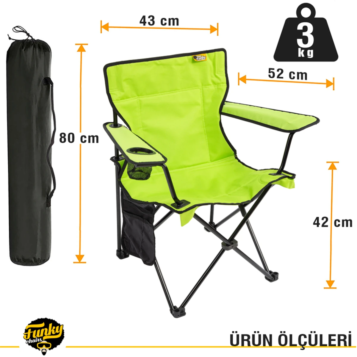 FUNKY CHAIRS V2 Fıstık Yeşili Lüks Kamp Sandalyesi