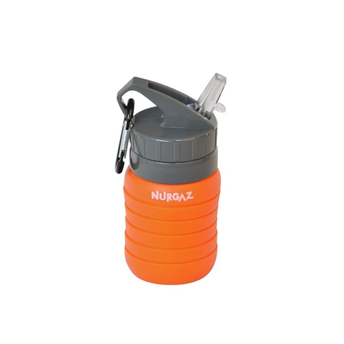 NURGAZ Silikon 0.75 Lt Katlanabilir Matara NG 185 YEŞİL - Turuncu
