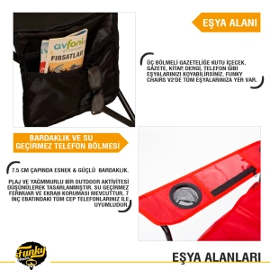 FUNKY CHAIRS Galatasaray Lisanslı Katlanabilir Kamp Sandalyesi Buzluklu