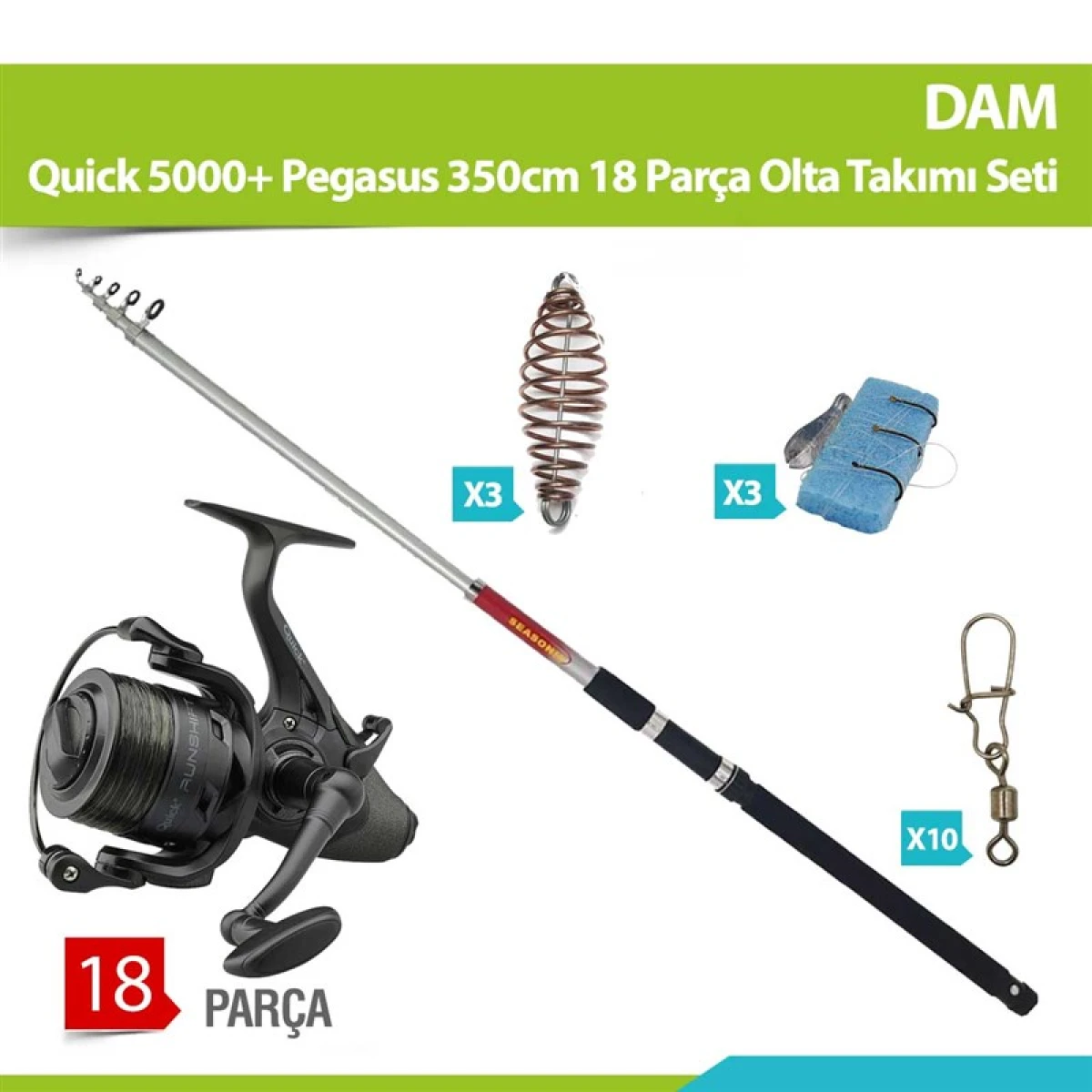 DAM Quick 5000+ Pegasus 350cm 18 Parça Olta Takımı Seti
