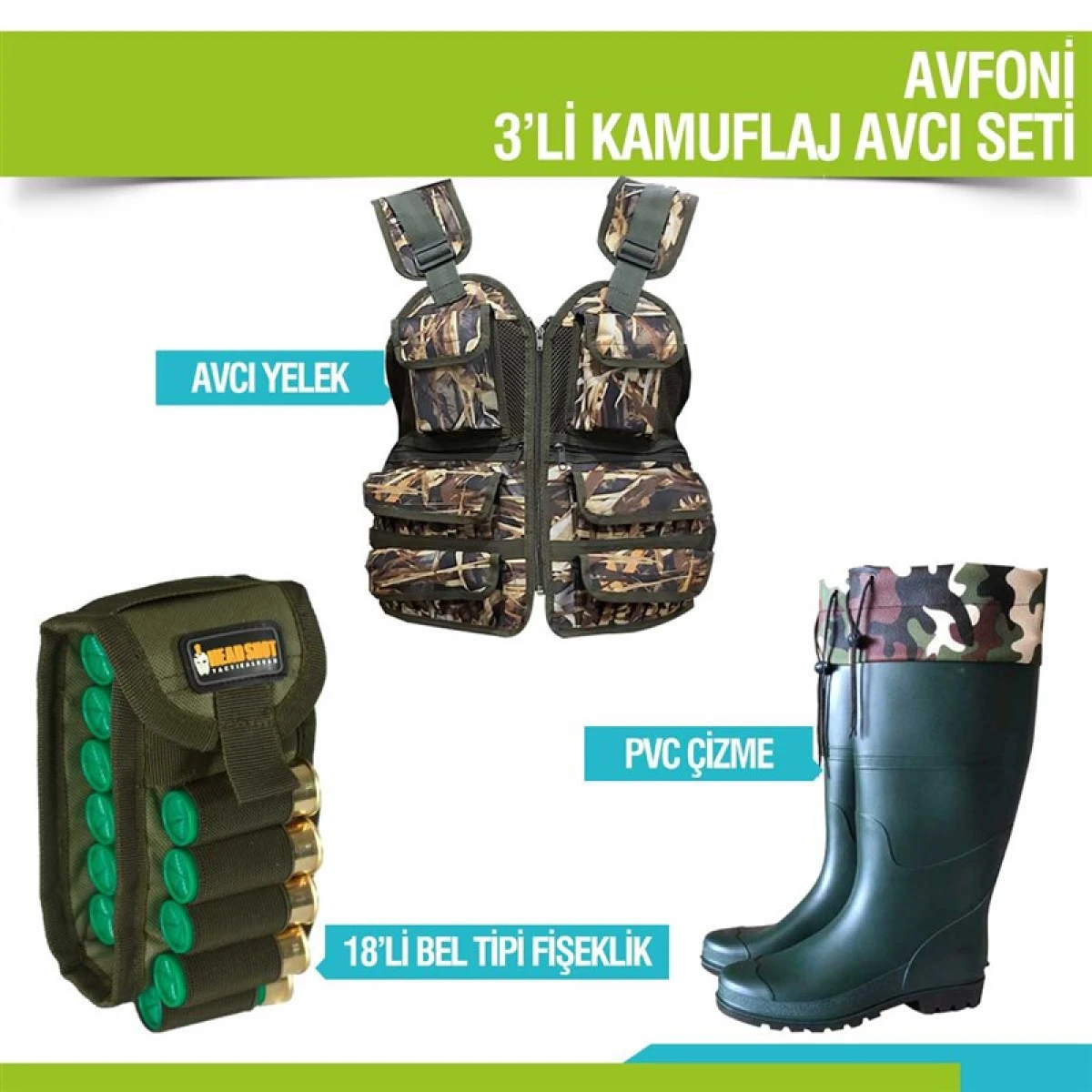 AVFONİ 3'lü Kamuflaj Avcı Seti