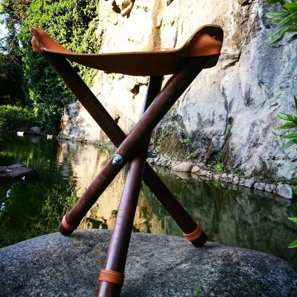 FUNKY CHAIRS Bushcraft Katlanır Deri Tabure