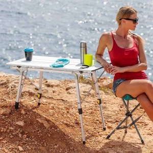 FUNKY CHAIRS Elite XL Alüminyum Teleskopik Ayaklı Kamp Piknik Masası - Ahşap Desen