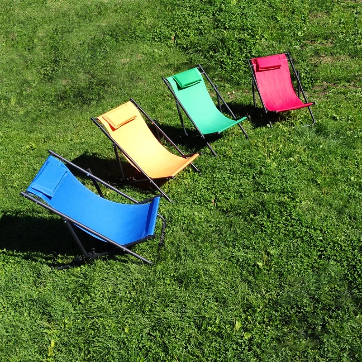 FUNKY CHAIRS Katlanır 5 Kademeli Plaj Şezlong Sandalye - Kırmızı