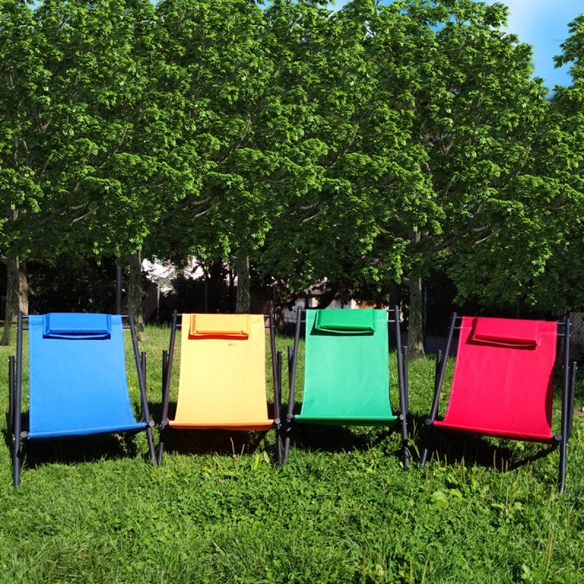 FUNKY CHAIRS Katlanır 5 Kademeli Plaj Şezlong Sandalye - Kırmızı