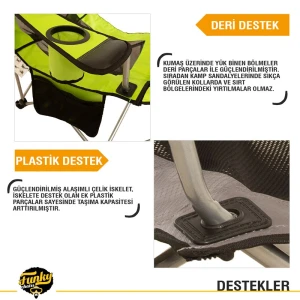 FUNKY CHAIRS Lazy 2 Pozisyonlu Yatabilen Kamp Sandalyesi - Fıstık Yeşili