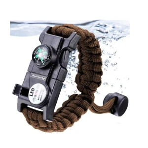 ORCAMP Paracord Hayatta Kalma Kamp Bilekliği Kahverengi