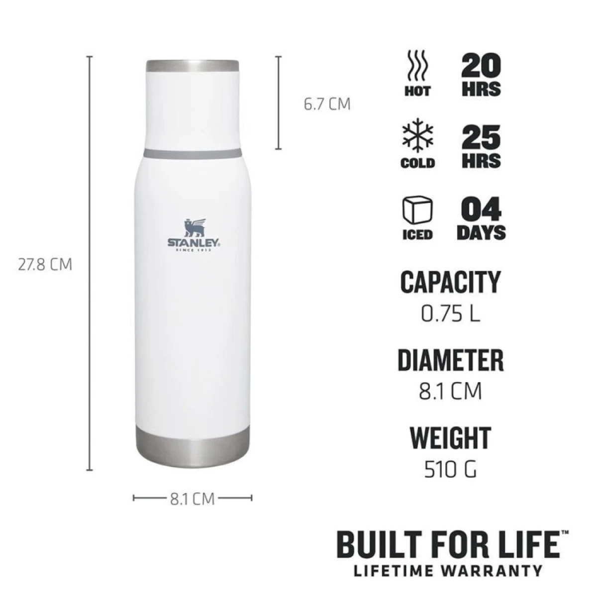Stanley Adventure To-Go Vakumlu Paslanmaz Çelik Termos 0,75 Lt - Beyaz