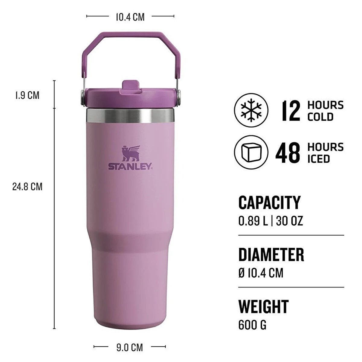 Stanley The IceFlow Flip Straw Pipetli Termos Bardak 0,89 LT - Lila