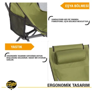 FUNKY CHAIRS Sky Ultralight Katlanabilir Kamp Sandalyesi - Haki Renk
