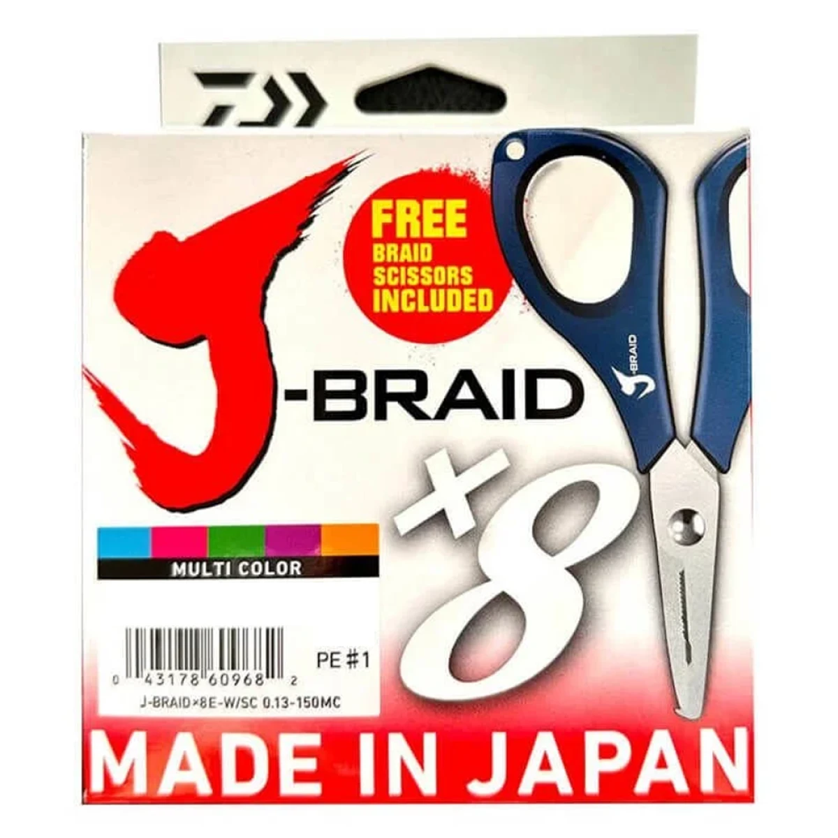 DAIWA J-Braid 8B Multi Color 150m İp Misina Balıkçı Makası HEDİYELİ 0.18mm