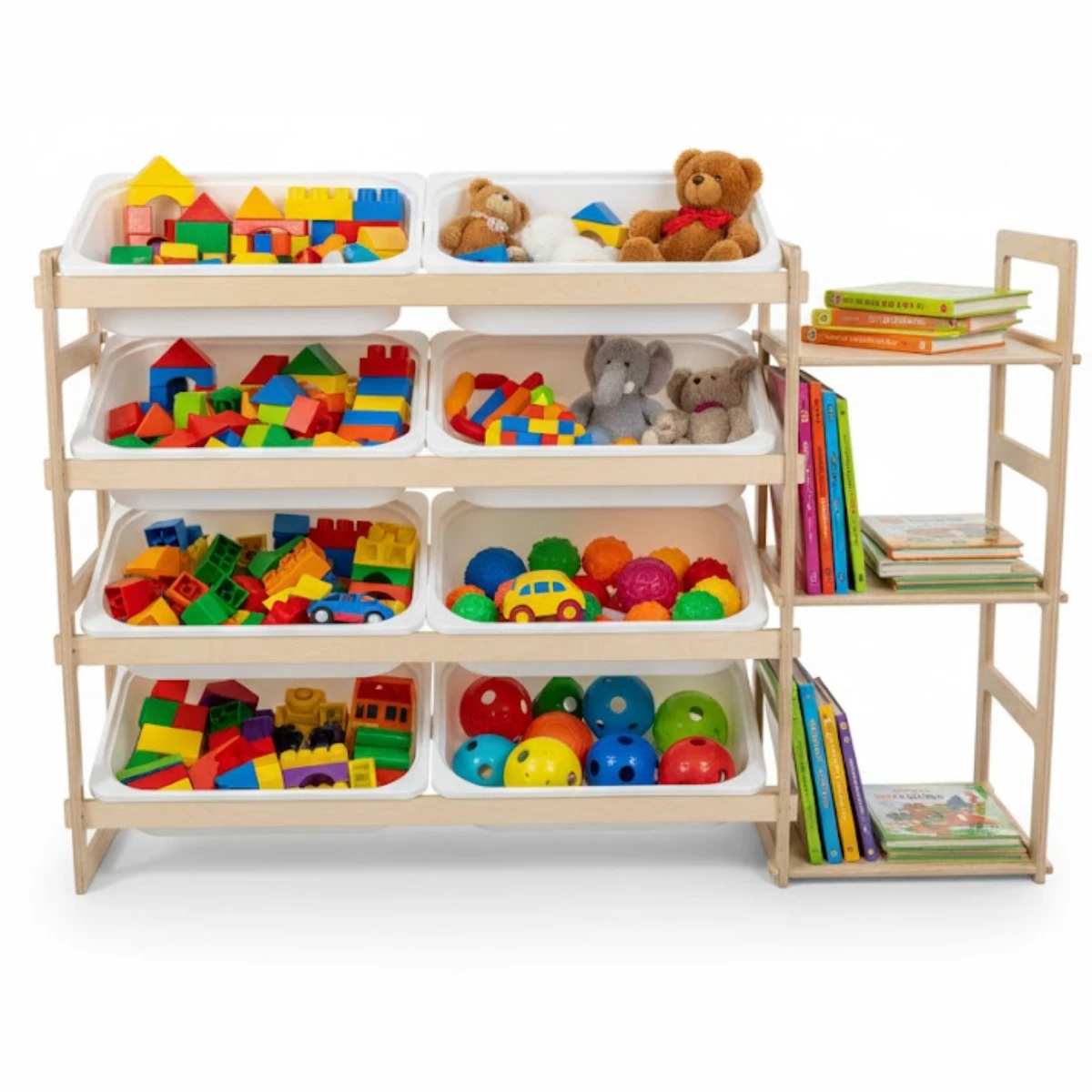 4 + 3 Raflı Kitaplıklı Oyuncak Dolabı 119x80x30 cm