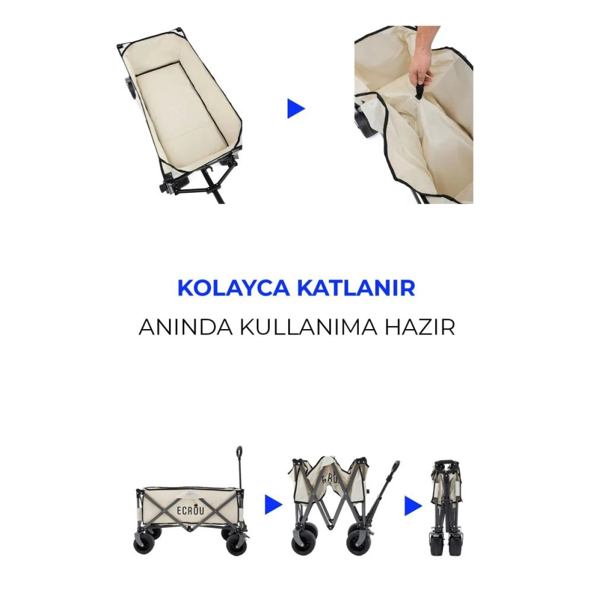 Ecrou Masalı Katlanır Vagon Taşıma Arabası Bej