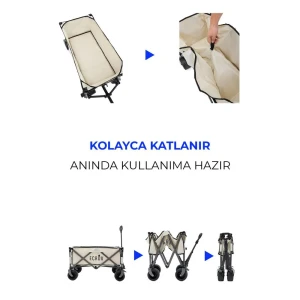 Ecrou Masalı Katlanır Vagon Taşıma Arabası Bej