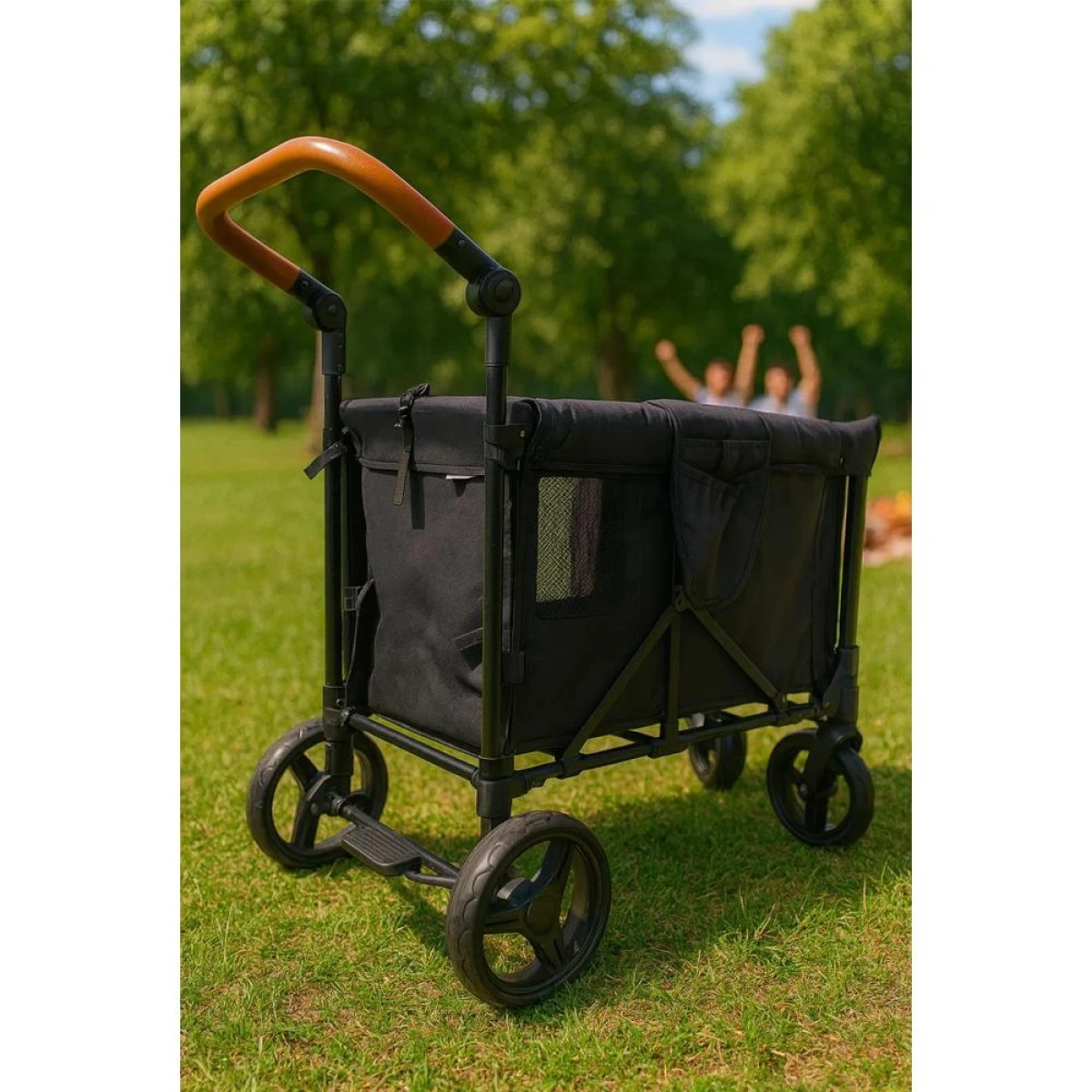 Ecrou Güneş Tenteli Vagon Taşıma Arabası Siyah