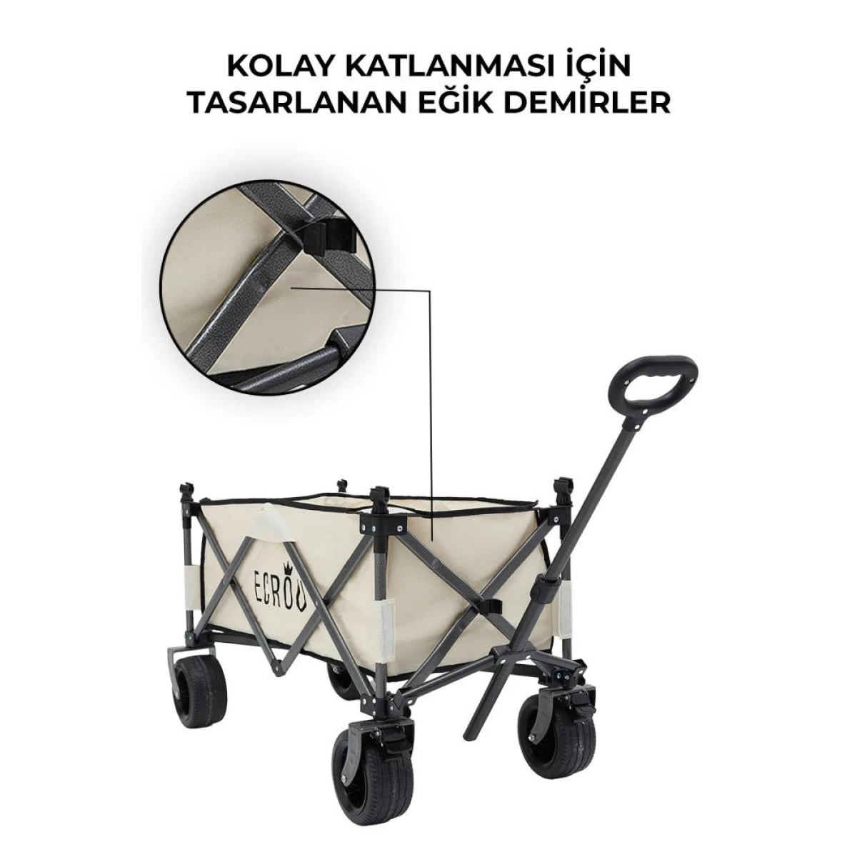 Ecrou Masalı Katlanır Vagon Taşıma Arabası Bej